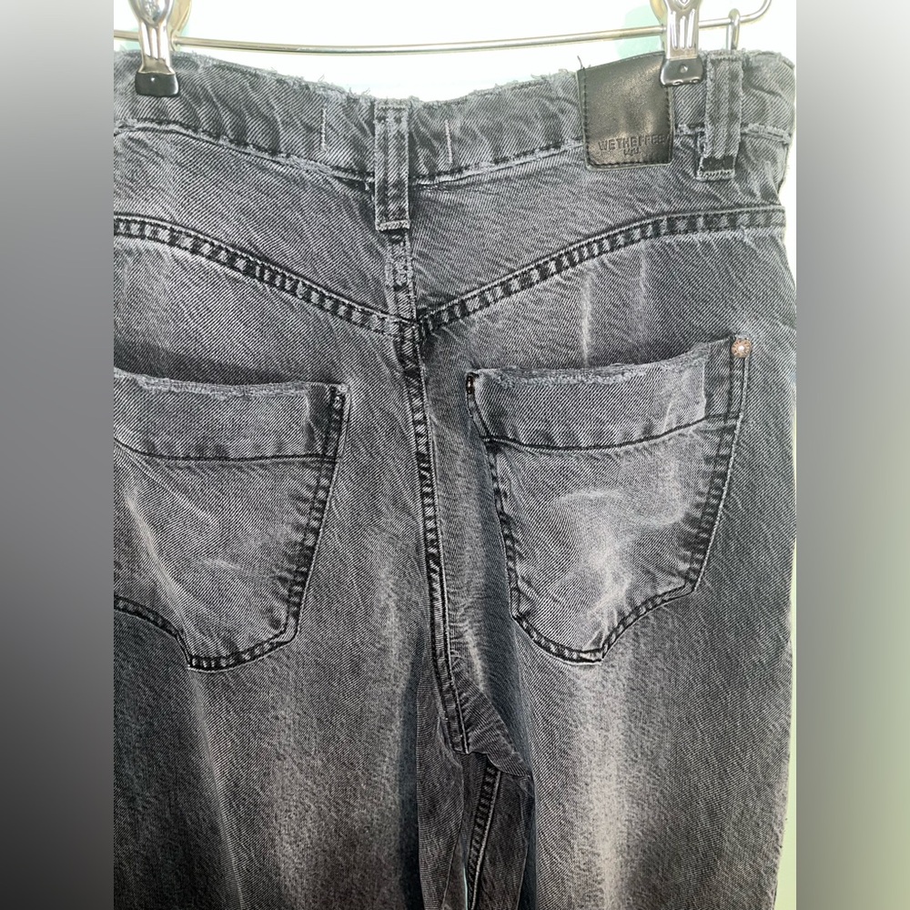 Free People Old West Slouchy Wide Leg Jeans 25 Gray Distressed - Picture 4 of 11
